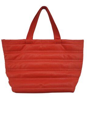 Deux Lux Orange Puffer Tote Bag Quilted Lightweight Beach Travel Large Carryall